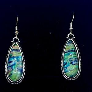 Glass drop earrings SS wires.